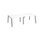 Cluster of 4 ECLA white office desks L 240 x D 126 cm with metal legs