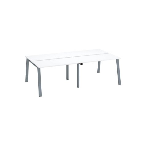 Conjunto de 4 mesas Ecla blancas An 120 x Fon 60 cm patas metal aluminio