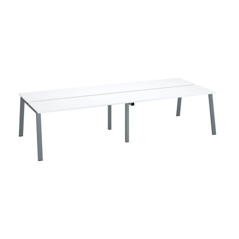 Isle of 4 desks ECLA white W 160 x D 60 cm undercarriage in metal 