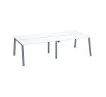 Cluster of 4 white ECLA offices L 280 x D 126 cm metal base