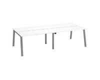 Pôle de 4 bureaux droits blanc L 140 x P 60 cm, piétement métal - Arch