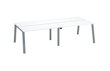 Eiland van 4 werkposten ECLA wit B 140 x D 60 cm onderstel in metaal 