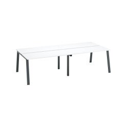 Pôle de 4 bureaux droits blanc L 140 x P 60 cm, piétement métal - Arch
