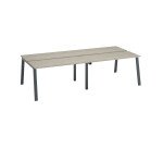 Eiland van 4 werkposten ECLA grijze eik B 140 x D 60 cm onderstel in metaal 