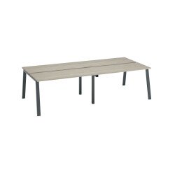 Pôle de 4 bureaux droits chêne gris L 140 x P 60 cm, piétement métal - Arch