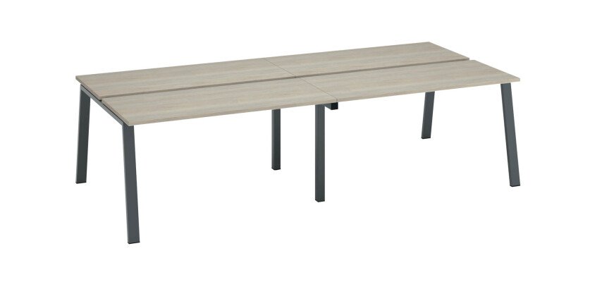 Pole 4 ECLA desks with metal base, depth 126 cm