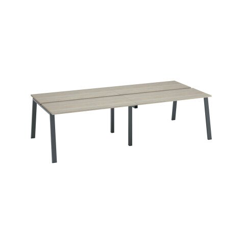 Conjunto de 4 mesas Ecla roble gris An 140 x Fon 60 cm patas metal antracitas