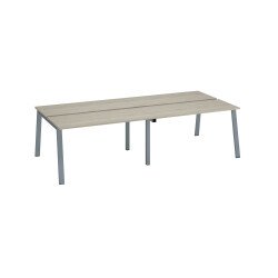 Pôle de 4 bureaux droits chêne gris L 140 x P 60 cm, piétement métal - Arch