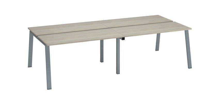 En_pole 4 bureaux chene gris 60x140 cm ecla alumin