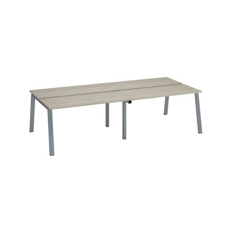 Conjunto de 4 mesas Ecla roble gris An 140 x Fon 60 cm patas metal aluminio