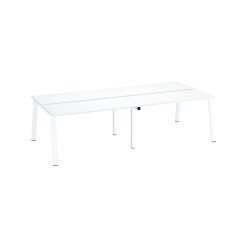 Pôle de 4 bureaux droits blanc L 140 x P 60 cm, piétement métal - Arch