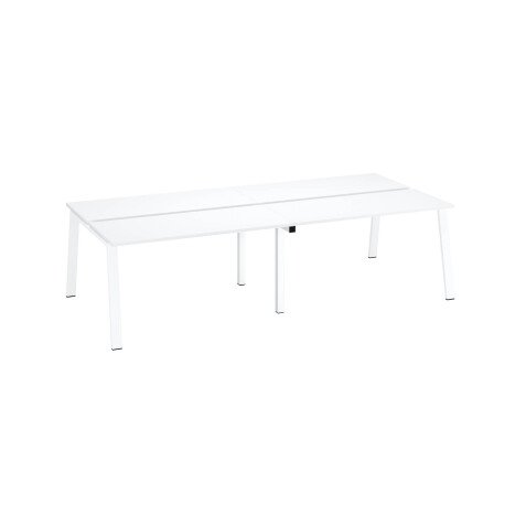 Pôle de 4 bureaux droits blanc L 140 x P 60 cm, piétement métal - Arch