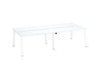 Pôle de 4 bureaux droits blanc L 140 x P 60 cm, piétement métal - Arch
