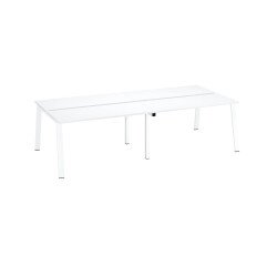 Pôle de 4 bureaux droits blanc L 280 x P 126 cm, piétement métal - Arch
