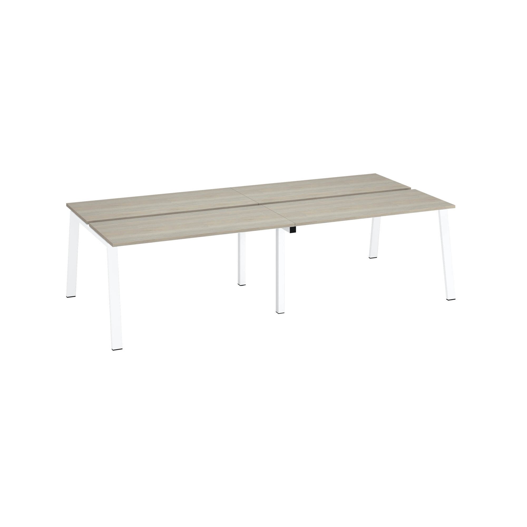 Pôle de 4 bureaux droits chêne gris L 140 x P 60 cm, piétement métal - Arch