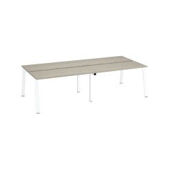 Pôle de 4 bureaux droits chêne gris L 140 x P 60 cm, piétement métal - Arch