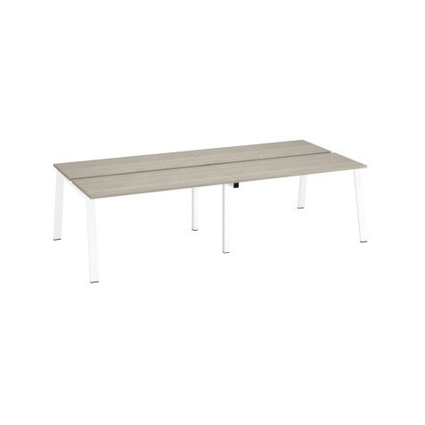 Pôle de 4 bureaux droits chêne gris L 140 x P 60 cm, piétement métal - Arch