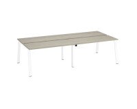 Pôle de 4 bureaux droits chêne gris L 140 x P 60 cm, piétement métal - Arch