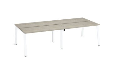 Cluster of 4 ECLA gray oak offices L 280 x D 126 cm metal base