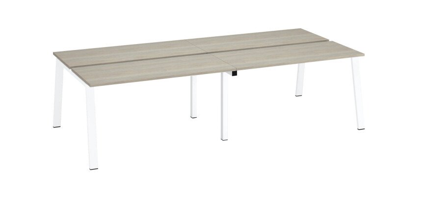 Bench 4 scrivanie rovere grigio 60x140 cm ecla gambe bianche