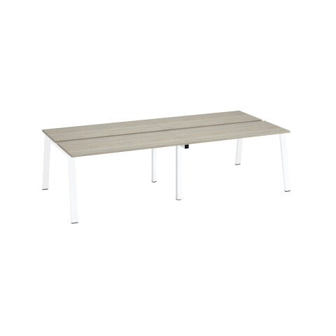 Conjunto de 4 mesas Ecla roble gris An 140 x Fon 60 cm patas metal blancas