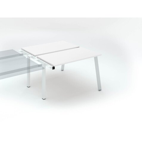 Pôle de 2 bureaux droits blanc L 120 x P 60 cm, piétement métal - Arch - Elément suivant