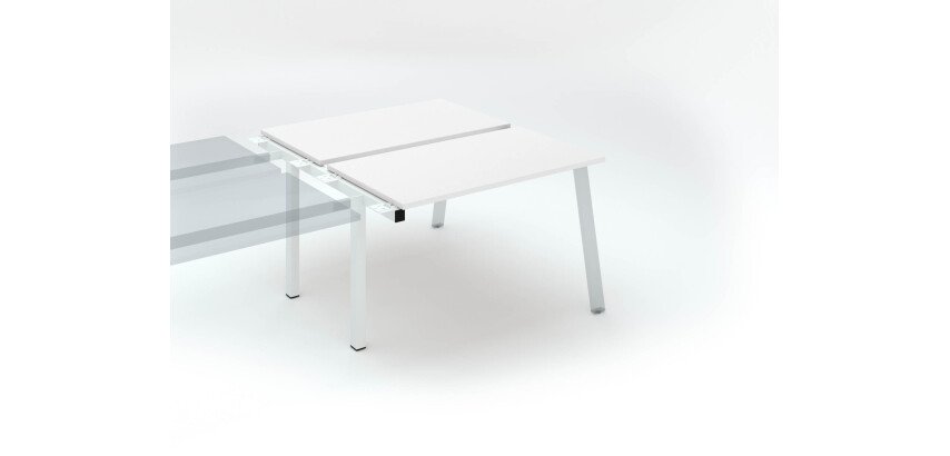 Pôle de 2 bureaux droits blanc L 120 x P 126 cm, piétement métal - Arch - Elément suivant