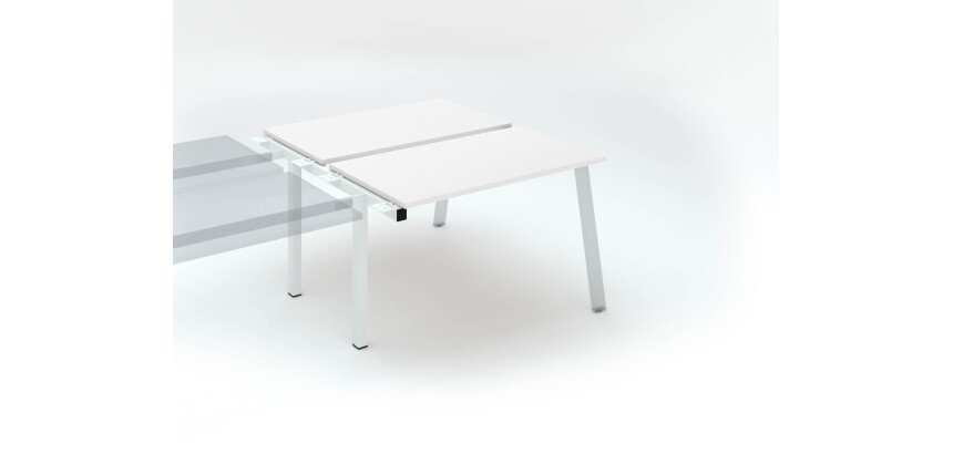 Pôle de 2 bureaux droits blanc L 120 x P 126 cm, piétement métal - Arch - Elément suivant