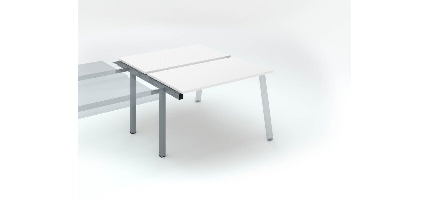 Pôle de 2 bureaux droits blanc L 120 x P 126 cm, piétement métal - Arch - Elément suivant