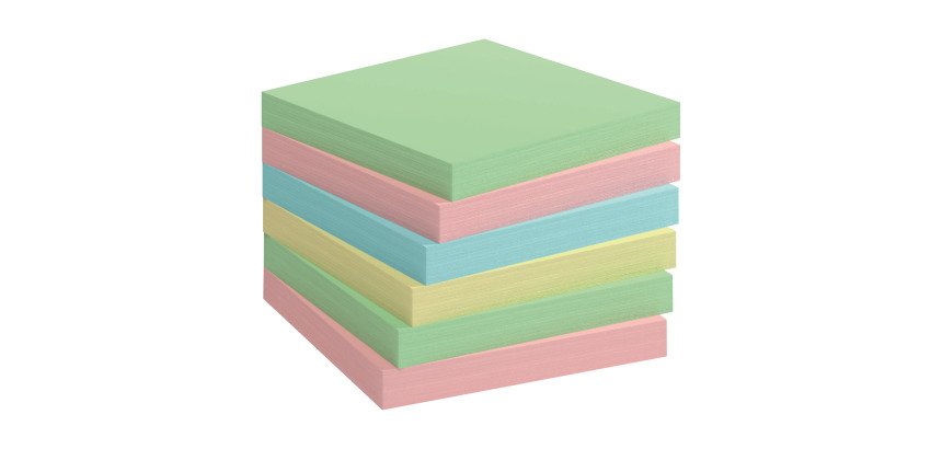 Blocco appunti 75x75 mm da 100 fogli notes riposizionabili riciclati assortiti Bruneau
