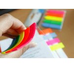 Marque-pages étroit plastique Bruneau couleurs vives - distributeur de 125 feuilles