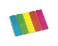 Marcapáginas estrechos de plástico Bruneau colores vivos- dispensador de 125 hojas