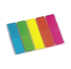 Marcapáginas estrechos de plástico Bruneau colores vivos- dispensador de 125 hojas
