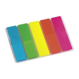 Marque-pages étroits plastique Bruneau couleurs vives - distributeur de 125 feuilles