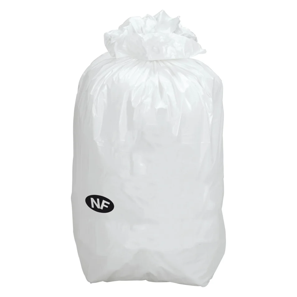 Sac poubelle 50 litres NF blanc - 200 sacs sur
