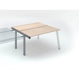Pôle de 2 bureaux droits chêne clair L 140 x P 60 cm, piétement métal - Arch - Elément suivant