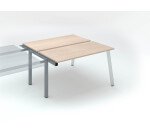Eiland van 2 werkposten ECLA lichte eik B 140 x D 60 cm onderstel in metaal - aanbouwelement