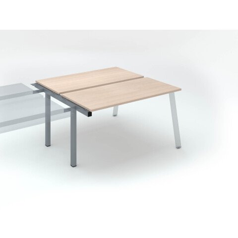 Conjunto de 2 mesas Ecla roble claro An 140 x Fon 60 cm patas metal aluminio- elemento siguiente