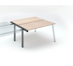 Eiland van 2 werkposten ECLA lichte eik B 140 x D 60 cm onderstel in metaal - aanbouwelement