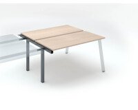 Island of 2 desks Ecla light oak W 140 x D 60 cm undercarriage in metal anthracite - extension 