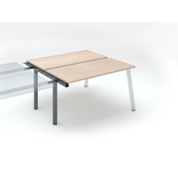 Pôle de 2 bureaux droits chêne clair L 140 x P 60 cm, piétement métal - Arch - Elément suivant