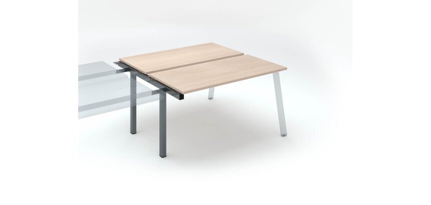 Pôle de 2 bureaux ECLA blanc profondeur 126 cm piètement métal - élément suivant