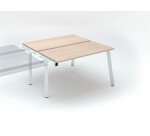 Pôle de 2 bureaux droits chêne clair L 140 x P 126 cm, piétement métal - Arch - Elément suivant