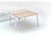 Pôle de 2 bureaux droits chêne clair L 140 x P 126 cm, piétement métal - Arch - Elément suivant