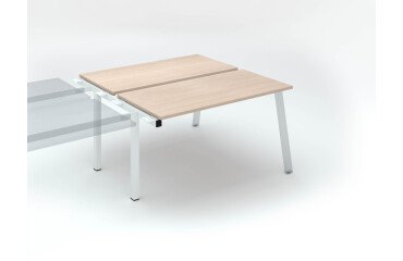 Insel von 2 Arbeitstischen Ecla helle Eiche B 140 x T 60 cm Gestell in Metall - Anbauelement 