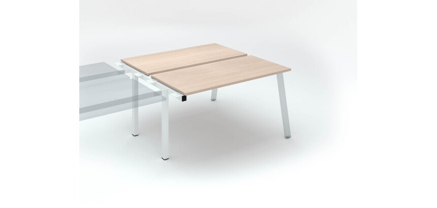 Pôle de 2 bureaux droits chêne clair L 140 x P 126 cm, piétement métal - Arch - Elément suivant