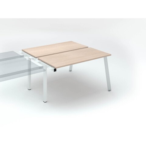 Conjunto de 2 mesas Ecla roble claro An 140 x Fon 60 cm patas metal blancas- elemento siguiente