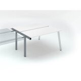 Pôle de 2 bureaux droits blanc L 140 x P 60 cm, piétement métal - Arch - Elément suivant