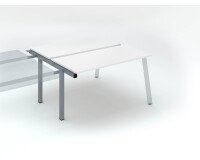Eiland van 2 werkposten ECLA wit B 140 x D 60 cm onderstel in metaal aluminium - aanbouwelement