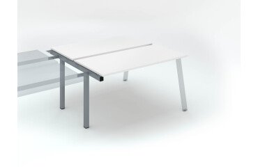 Insel von 2 Arbeitstischen Ecla weiß B 140 x T 60 cm Gestell in Metall - Anbauelement 